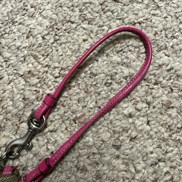 Coach Signature Canvas Wristlet in Khaki/Hot Pink - Picture 6 of 7